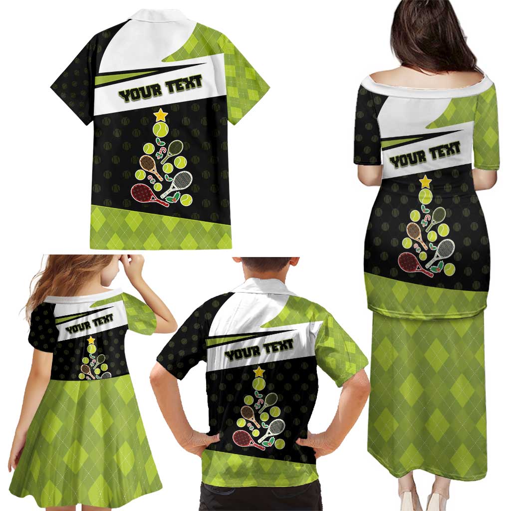 Personalized Tennis Christmas Family Matching Puletasi and Hawaiian Shirt Ho Ho Hold My Racquet - Wonder Print Shop