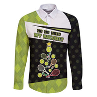 Personalized Tennis Christmas Family Matching Puletasi and Hawaiian Shirt Ho Ho Hold My Racquet - Wonder Print Shop