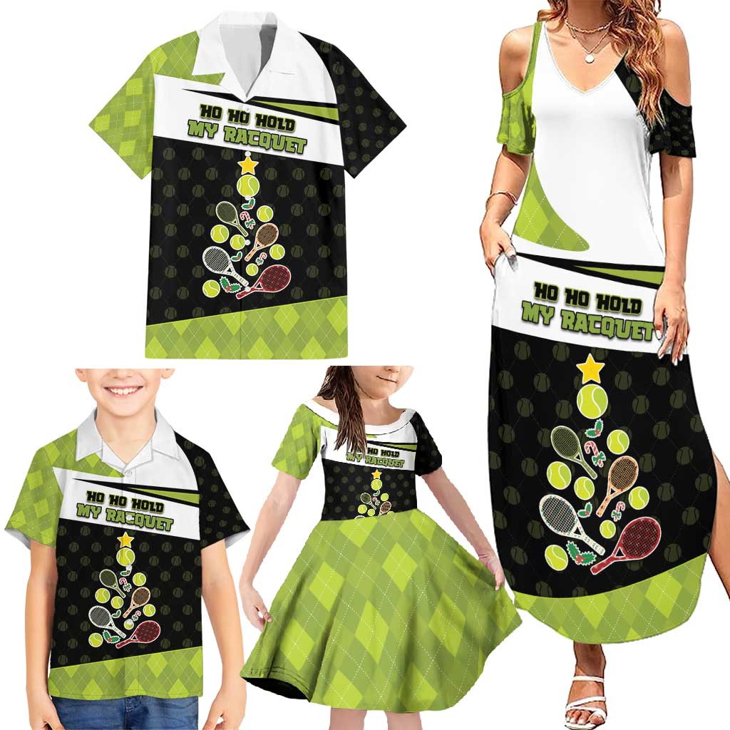 Personalized Tennis Christmas Family Matching Summer Maxi Dress and Hawaiian Shirt Ho Ho Hold My Racquet - Wonder Print Shop