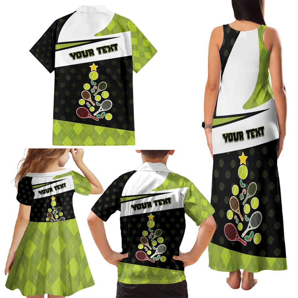 Personalized Tennis Christmas Family Matching Tank Maxi Dress and Hawaiian Shirt Ho Ho Hold My Racquet - Wonder Print Shop