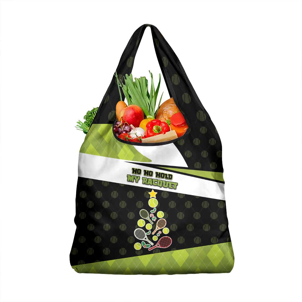 Tennis Christmas Grocery Bag Ho Ho Hold My Racquet - Wonder Print Shop