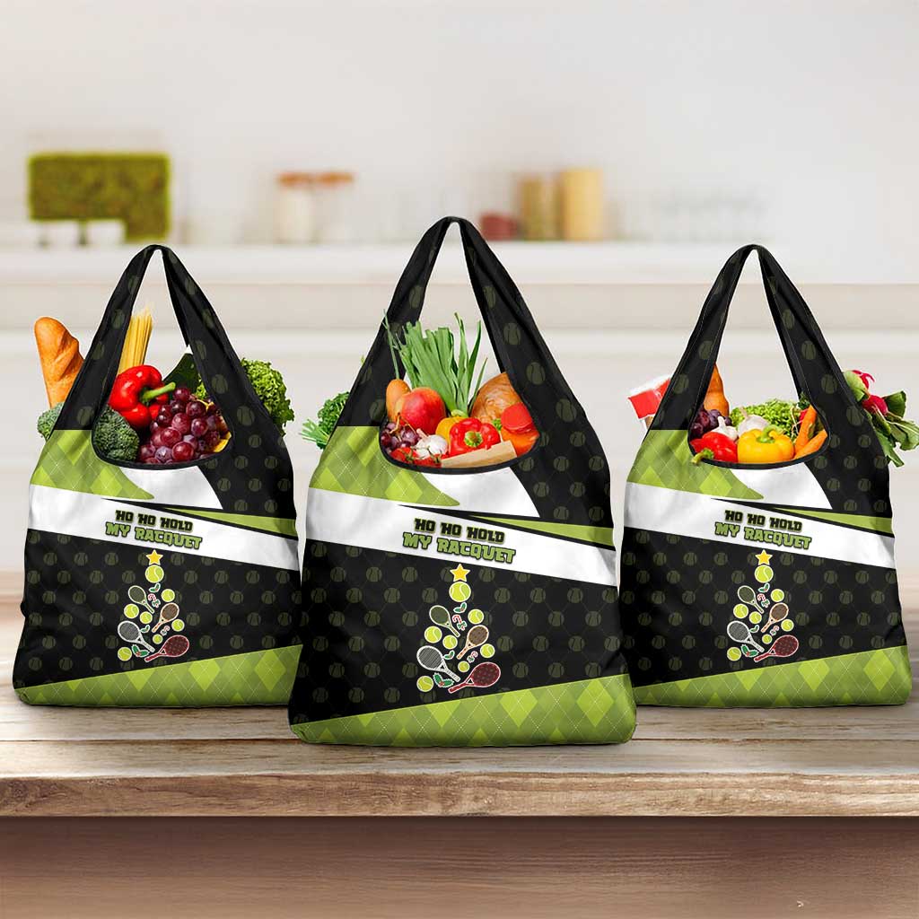Tennis Christmas Grocery Bag Ho Ho Hold My Racquet - Wonder Print Shop