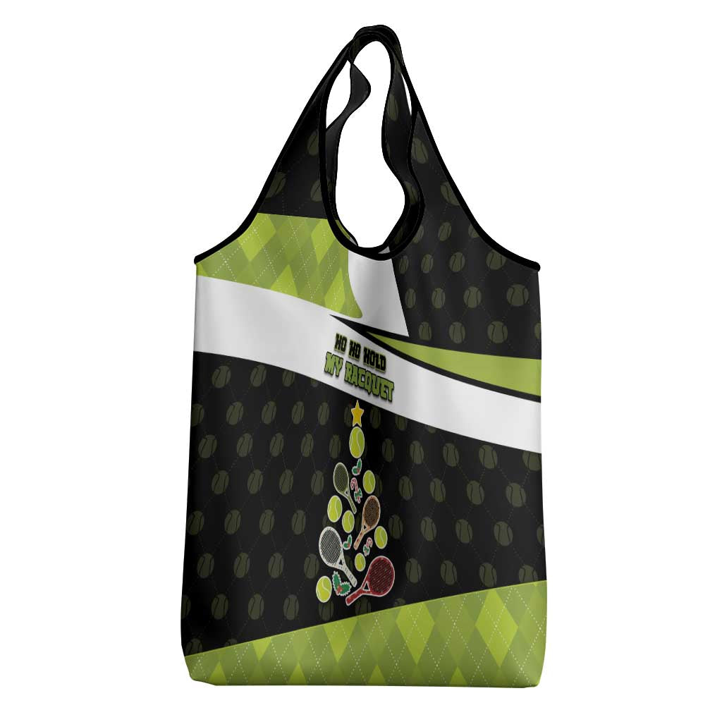 Tennis Christmas Grocery Bag Ho Ho Hold My Racquet - Wonder Print Shop