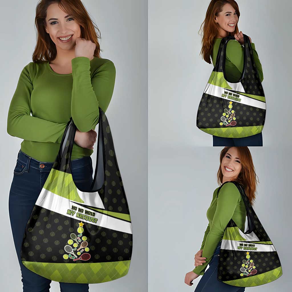 Tennis Christmas Grocery Bag Ho Ho Hold My Racquet - Wonder Print Shop