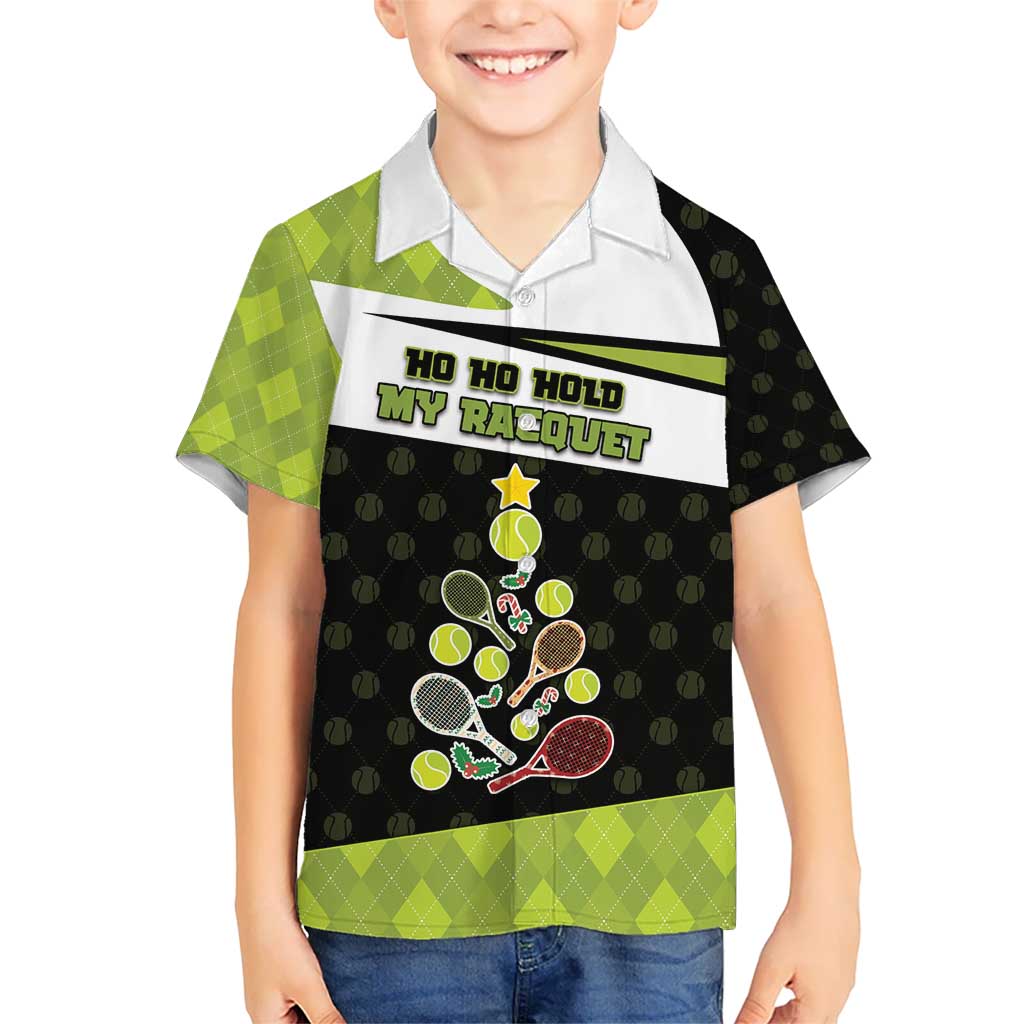 Personalized Tennis Christmas Hawaiian Shirt Ho Ho Hold My Racquet - Wonder Print Shop
