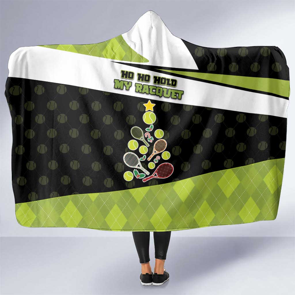 Tennis Christmas Hooded Blanket Ho Ho Hold My Racquet - Wonder Print Shop