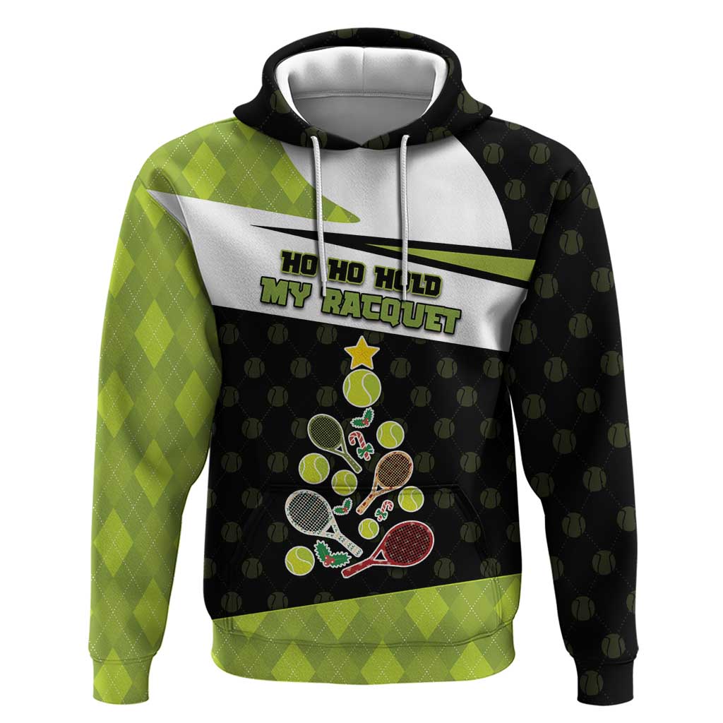 Personalized Tennis Christmas Hoodie Ho Ho Hold My Racquet - Wonder Print Shop