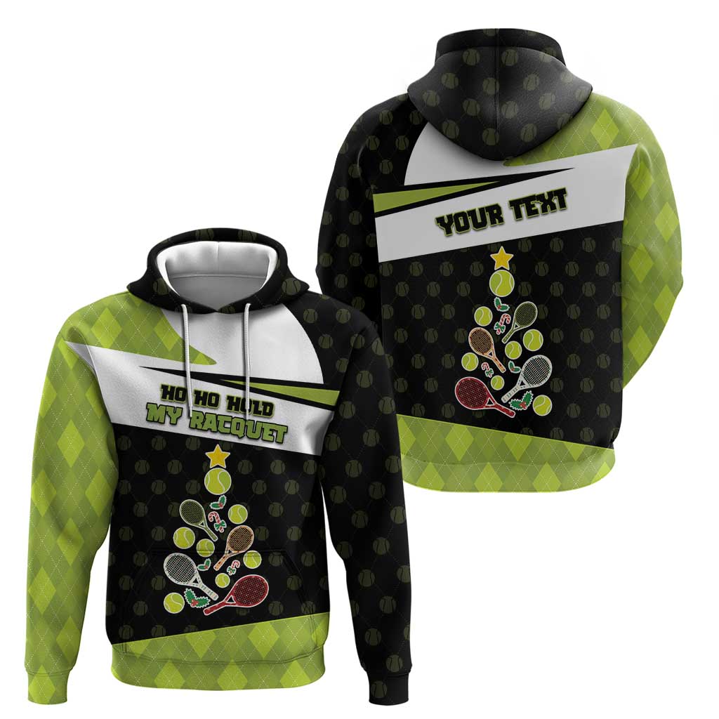 Personalized Tennis Christmas Hoodie Ho Ho Hold My Racquet - Wonder Print Shop