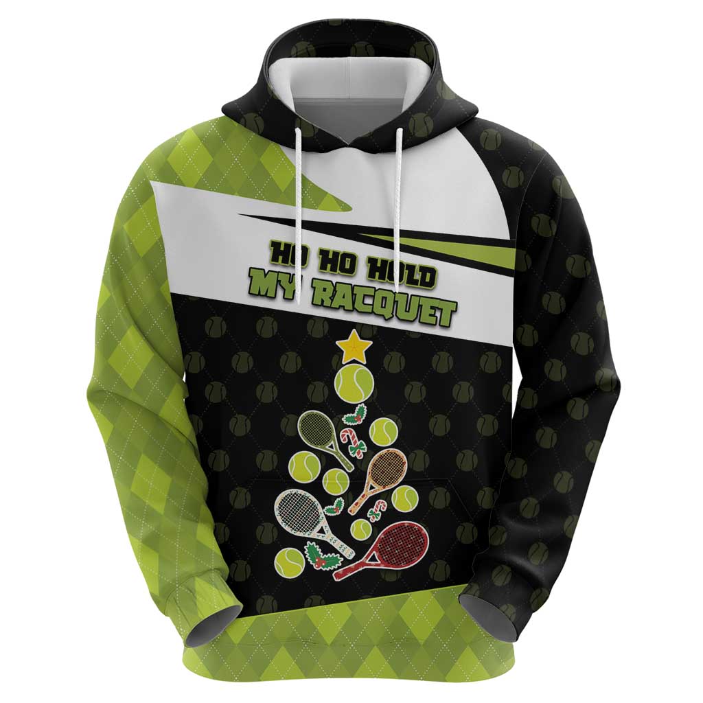Personalized Tennis Christmas Hoodie Ho Ho Hold My Racquet - Wonder Print Shop