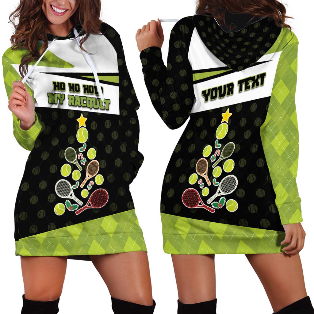 Personalized Tennis Christmas Hoodie Dress Ho Ho Hold My Racquet - Wonder Print Shop