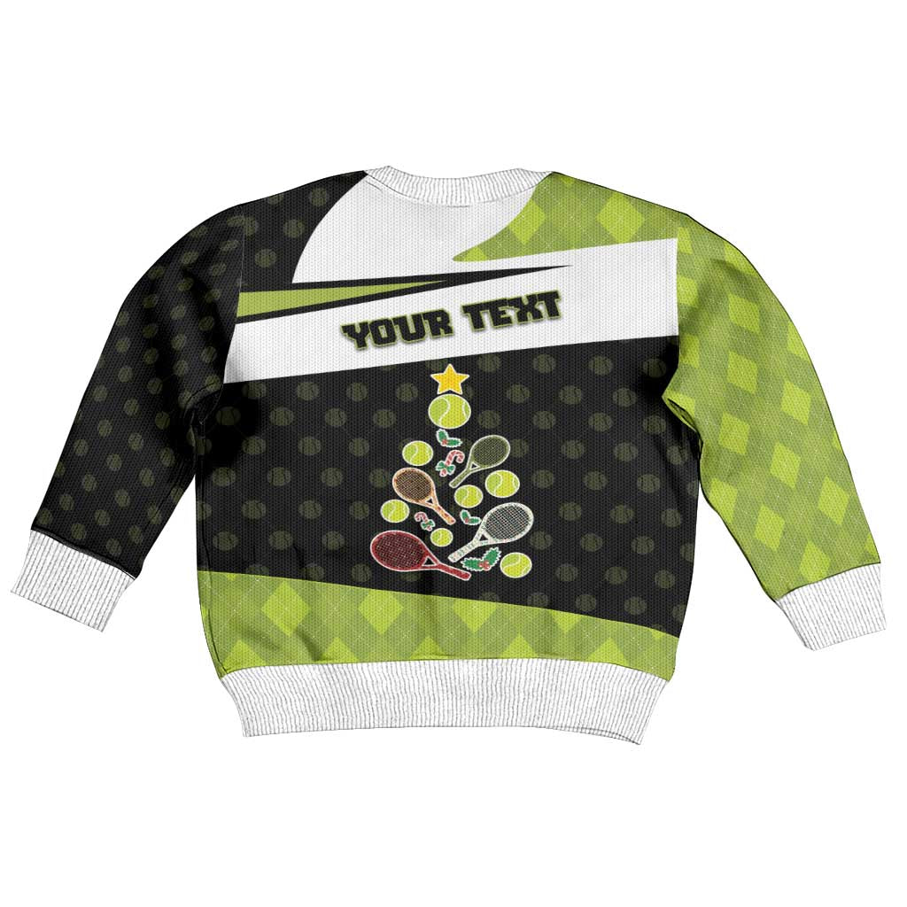Personalized Tennis Christmas Kid Ugly Christmas Sweater Ho Ho Hold My Racquet - Wonder Print Shop