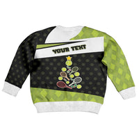 Personalized Tennis Christmas Kid Ugly Christmas Sweater Ho Ho Hold My Racquet - Wonder Print Shop