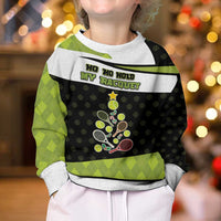 Personalized Tennis Christmas Kid Ugly Christmas Sweater Ho Ho Hold My Racquet - Wonder Print Shop