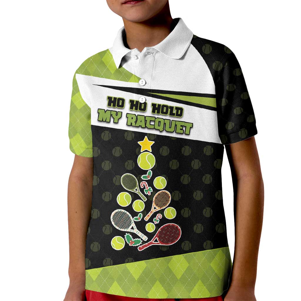 Personalized Tennis Christmas Kid Polo Shirt Ho Ho Hold My Racquet - Wonder Print Shop