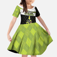 Personalized Tennis Christmas Kid Short Sleeve Dress Ho Ho Hold My Racquet - Wonder Print Shop