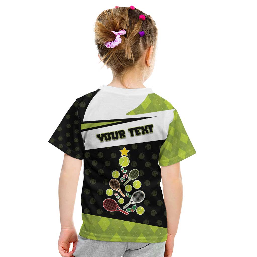 Personalized Tennis Christmas Kid T Shirt Ho Ho Hold My Racquet - Wonder Print Shop