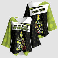 Personalized Tennis Christmas Kimono Sleeve Blouse Ho Ho Hold My Racquet - Wonder Print Shop