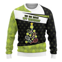 Personalized Tennis Christmas Ugly Christmas Sweater Ho Ho Hold My Racquet - Wonder Print Shop