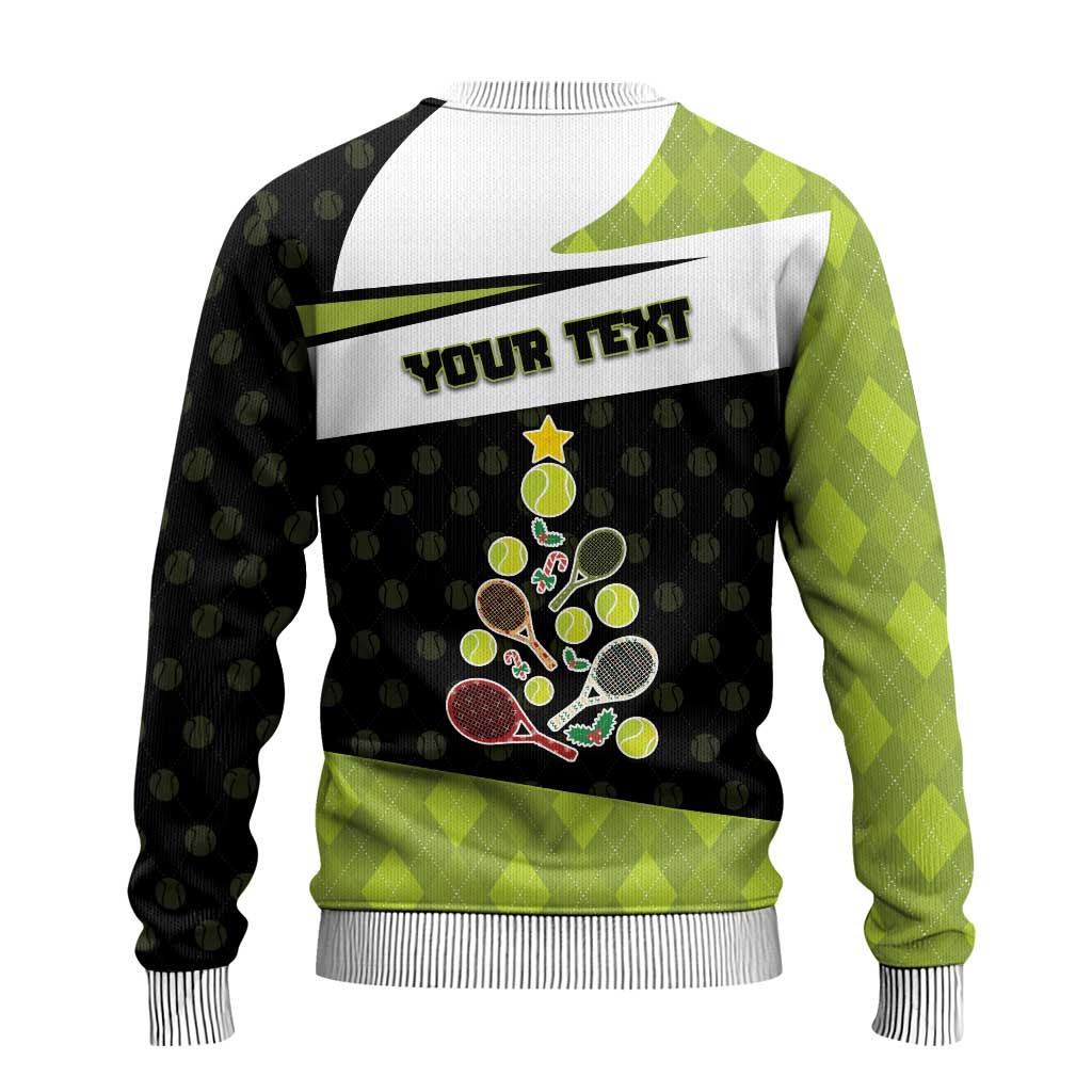 Personalized Tennis Christmas Ugly Christmas Sweater Ho Ho Hold My Racquet - Wonder Print Shop