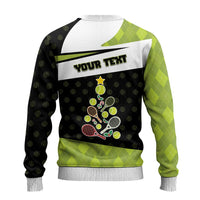 Personalized Tennis Christmas Ugly Christmas Sweater Ho Ho Hold My Racquet - Wonder Print Shop