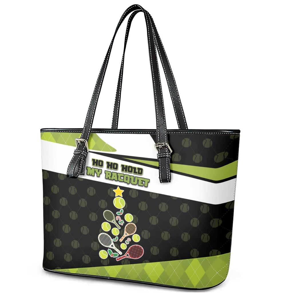 Tennis Christmas Leather Tote Bag Ho Ho Hold My Racquet - Wonder Print Shop