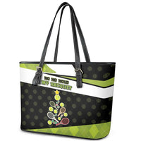 Tennis Christmas Leather Tote Bag Ho Ho Hold My Racquet - Wonder Print Shop
