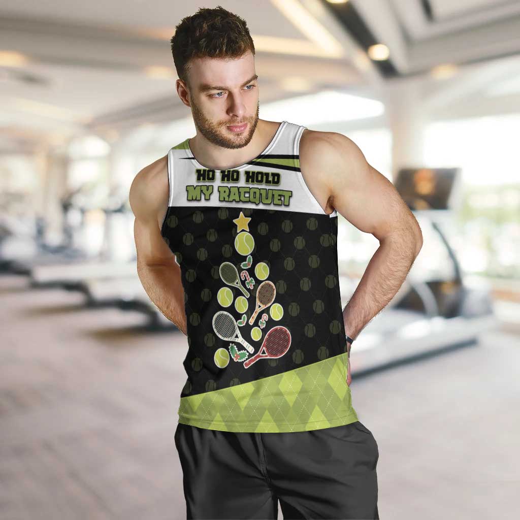 Personalized Tennis Christmas Men Tank Top Ho Ho Hold My Racquet - Wonder Print Shop