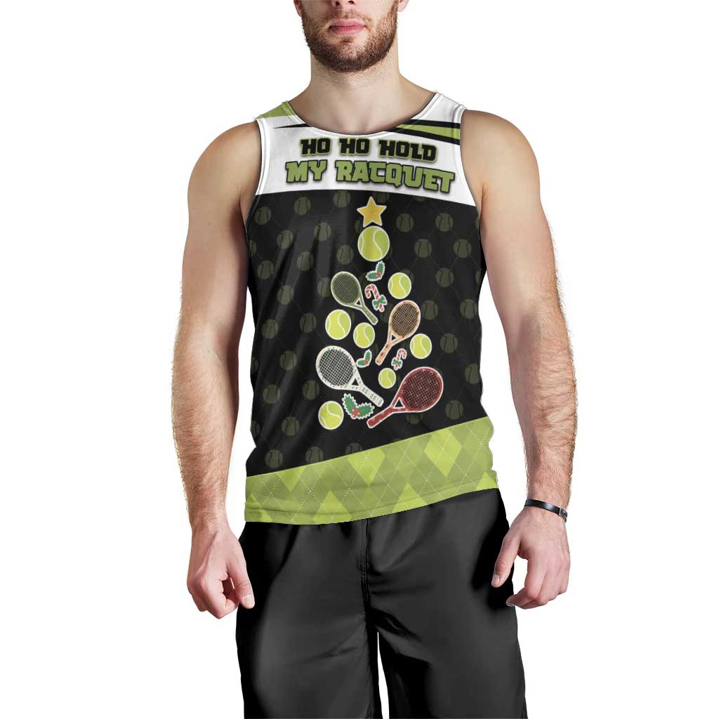 Personalized Tennis Christmas Men Tank Top Ho Ho Hold My Racquet - Wonder Print Shop
