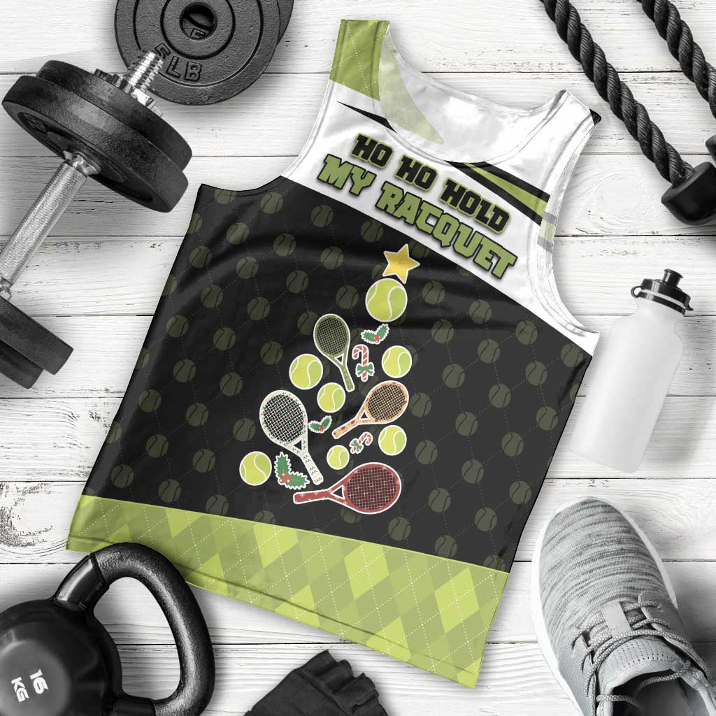 Personalized Tennis Christmas Men Tank Top Ho Ho Hold My Racquet - Wonder Print Shop