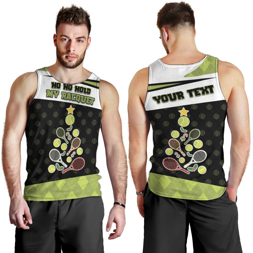 Personalized Tennis Christmas Men Tank Top Ho Ho Hold My Racquet - Wonder Print Shop