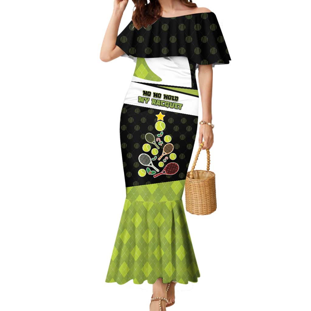 Personalized Tennis Christmas Mermaid Dress Ho Ho Hold My Racquet - Wonder Print Shop