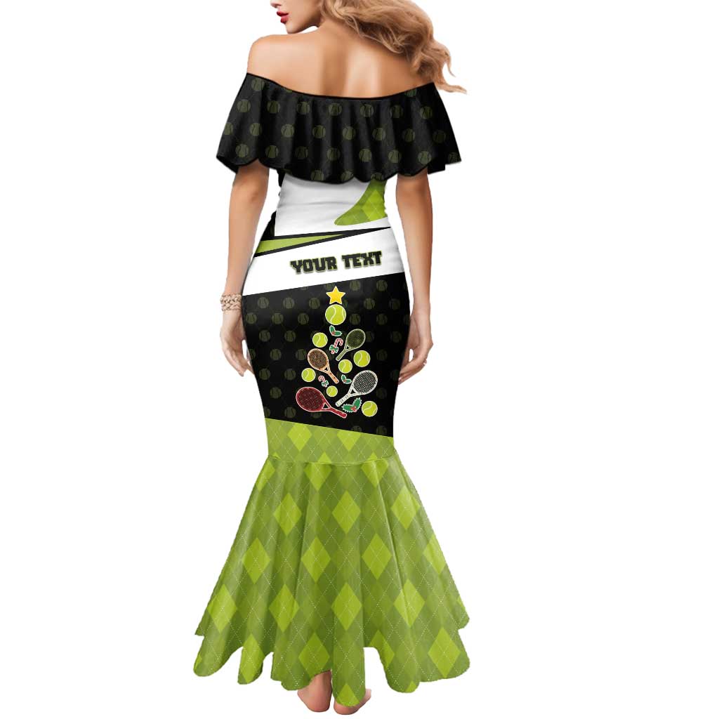 Personalized Tennis Christmas Mermaid Dress Ho Ho Hold My Racquet - Wonder Print Shop