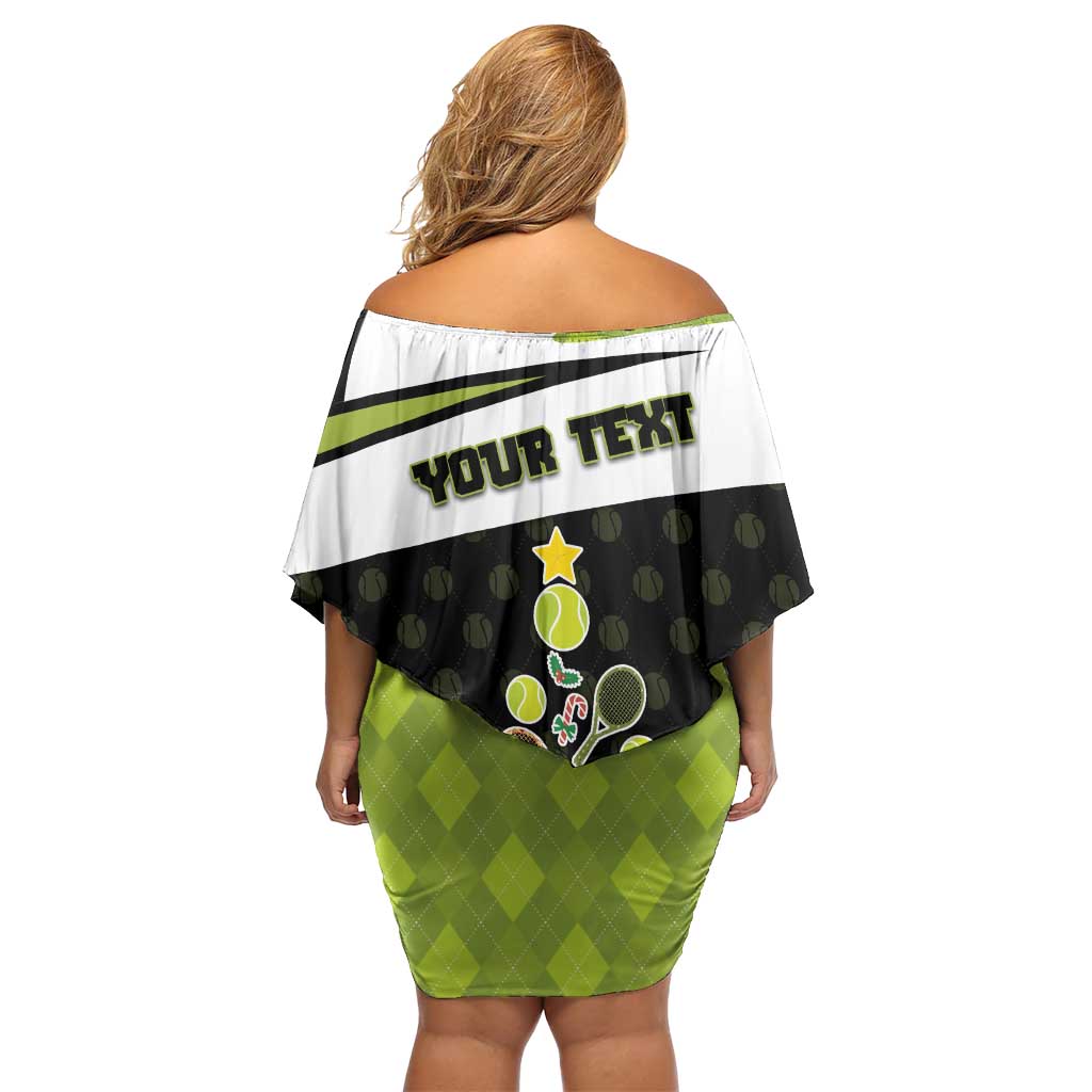 Personalized Tennis Christmas Off Shoulder Short Dress Ho Ho Hold My Racquet - Wonder Print Shop
