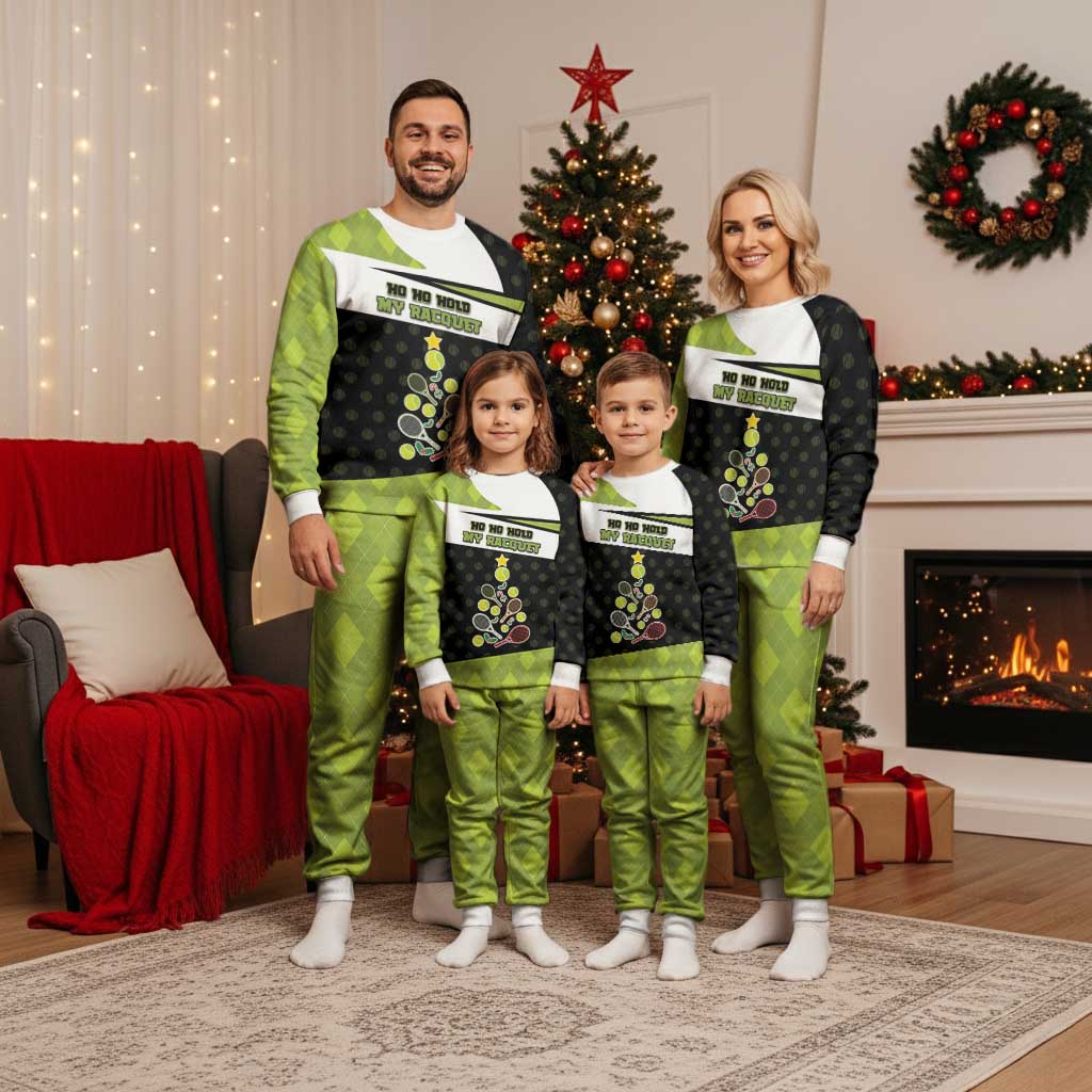 Personalized Tennis Christmas Christmas Pajama Set Ho Ho Hold My Racquet - Wonder Print Shop