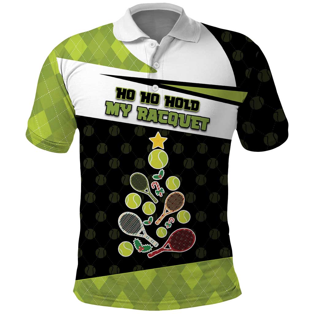 Personalized Tennis Christmas Polo Shirt Ho Ho Hold My Racquet - Wonder Print Shop