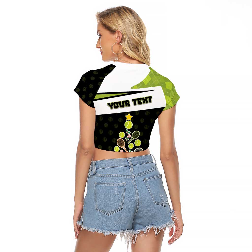 Personalized Tennis Christmas Raglan Cropped T Shirt Ho Ho Hold My Racquet - Wonder Print Shop