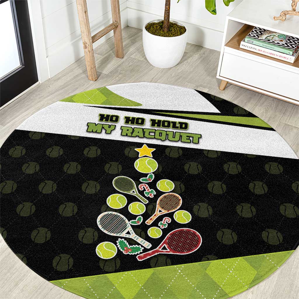 Tennis Christmas Round Carpet Ho Ho Hold My Racquet - Wonder Print Shop