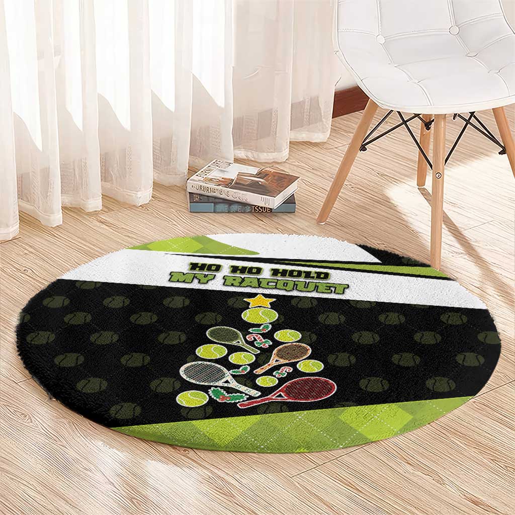 Tennis Christmas Round Carpet Ho Ho Hold My Racquet - Wonder Print Shop