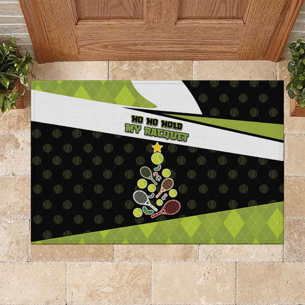 Tennis Christmas Rubber Doormat Ho Ho Hold My Racquet - Wonder Print Shop