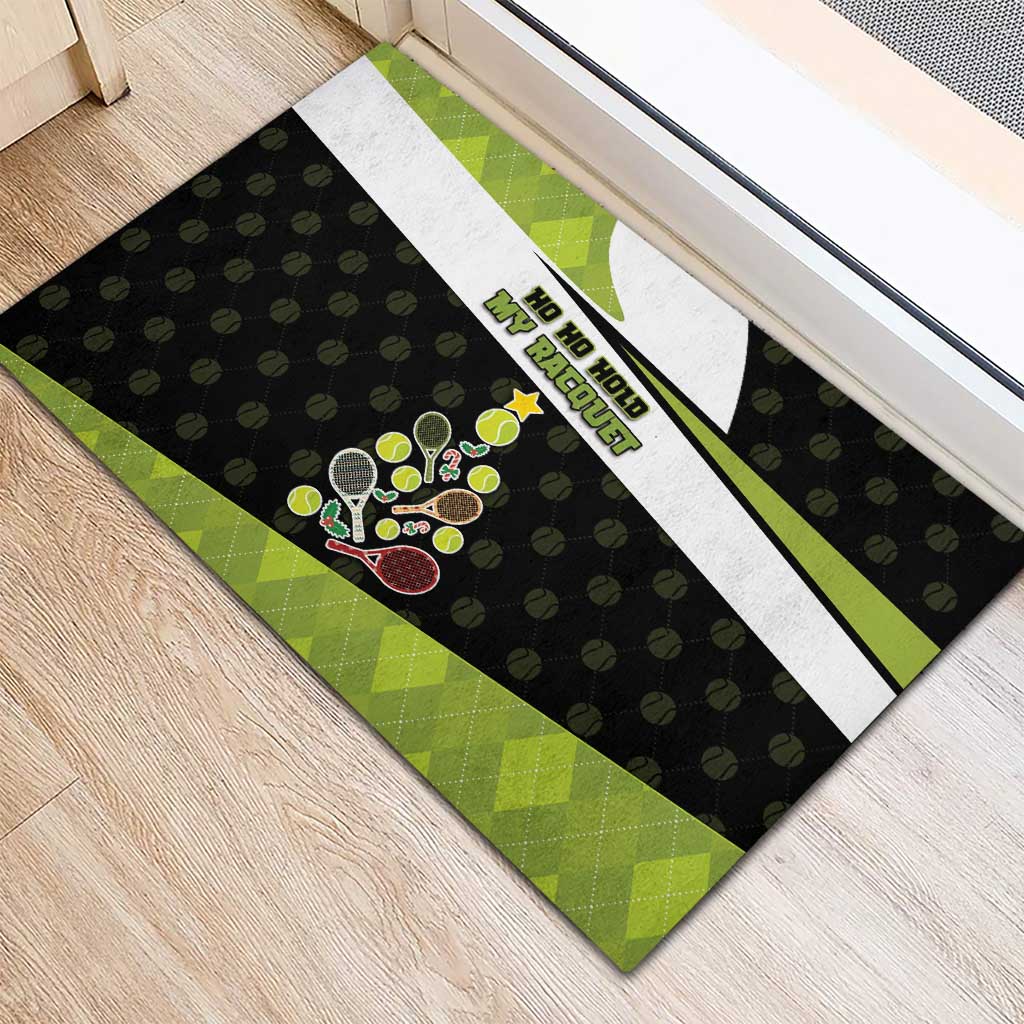Tennis Christmas Rubber Doormat Ho Ho Hold My Racquet - Wonder Print Shop