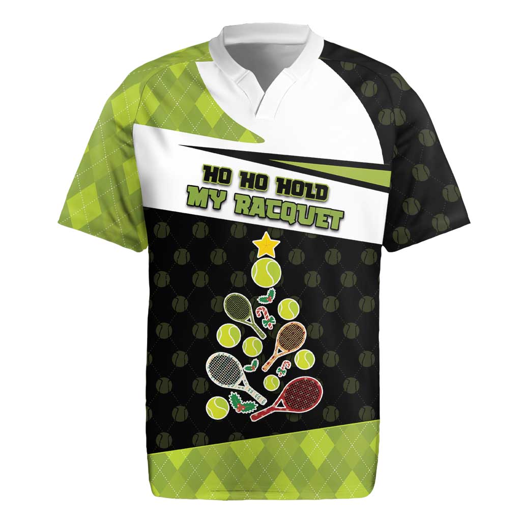 Personalized Tennis Christmas Rugby Jersey Ho Ho Hold My Racquet - Wonder Print Shop