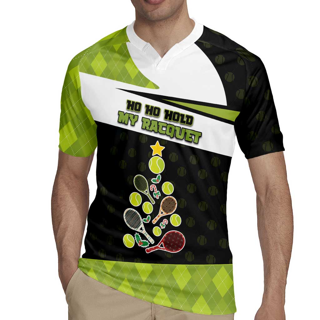 Personalized Tennis Christmas Rugby Jersey Ho Ho Hold My Racquet - Wonder Print Shop
