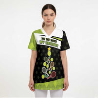 Personalized Tennis Christmas Scrub Top Ho Ho Hold My Racquet - Wonder Print Shop