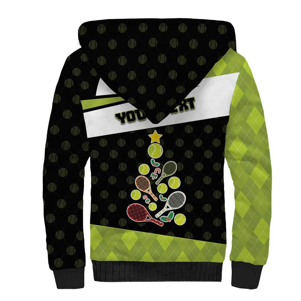 Personalized Tennis Christmas Sherpa Hoodie Ho Ho Hold My Racquet - Wonder Print Shop