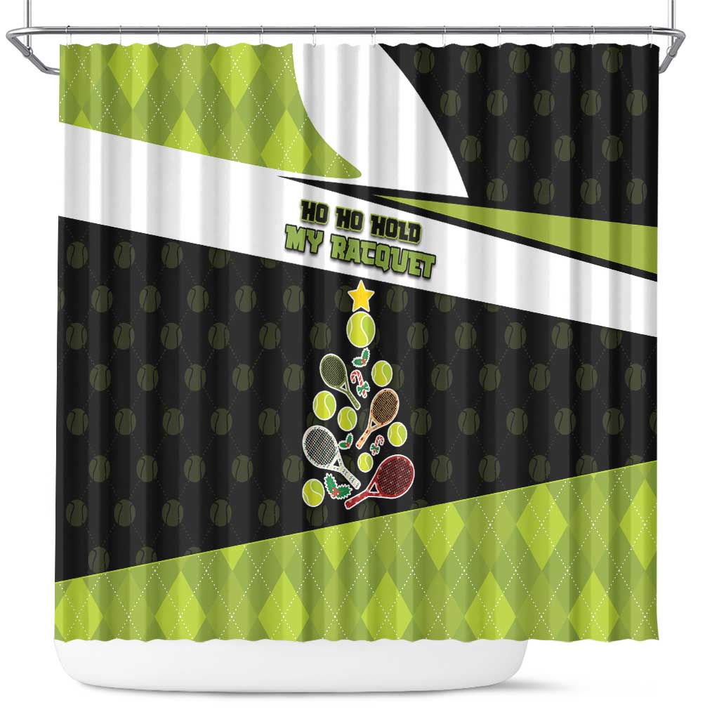 Tennis Christmas Shower Curtain Ho Ho Hold My Racquet - Wonder Print Shop
