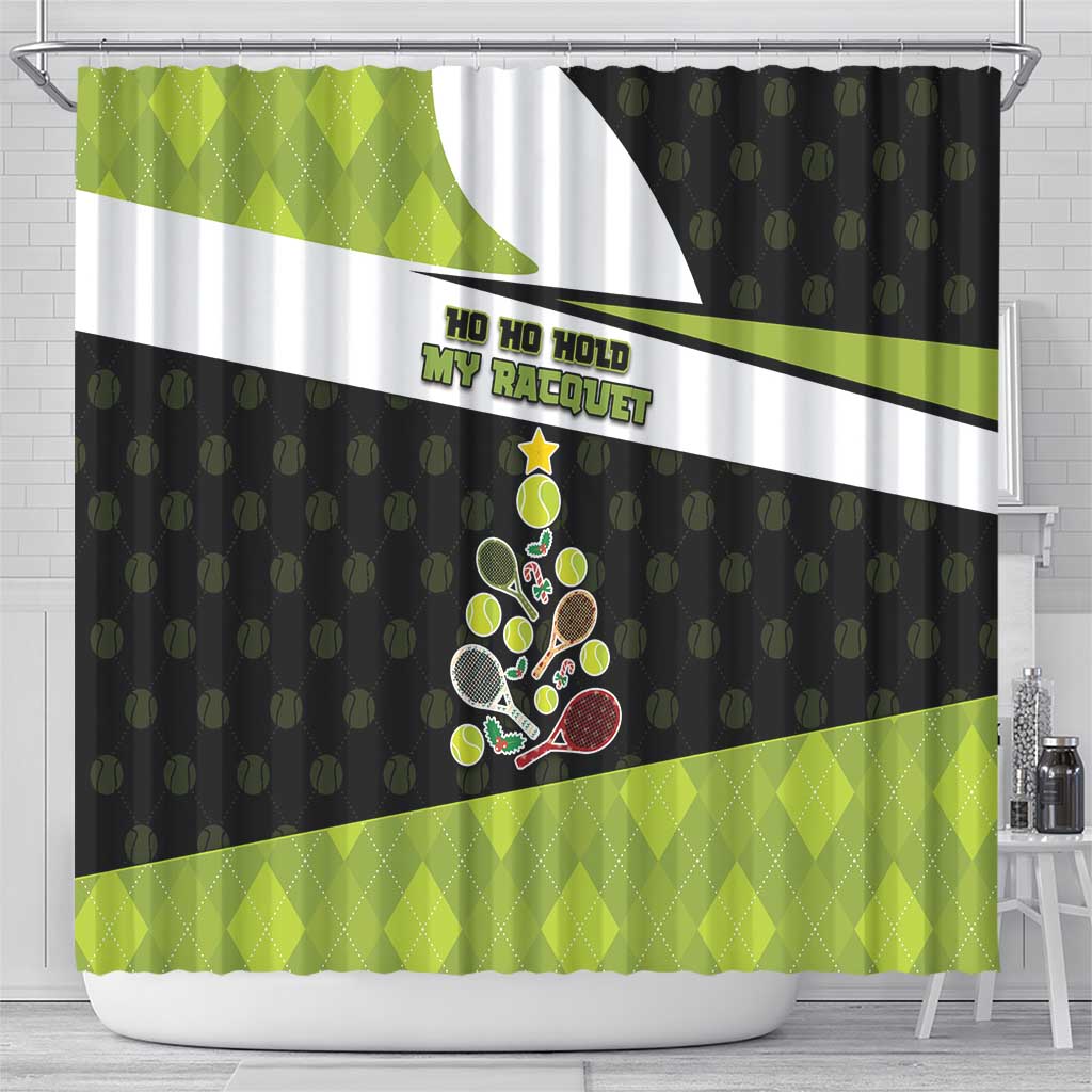 Tennis Christmas Shower Curtain Ho Ho Hold My Racquet - Wonder Print Shop