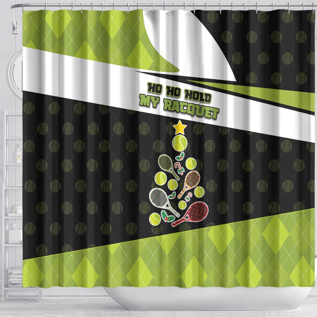 Tennis Christmas Shower Curtain Ho Ho Hold My Racquet - Wonder Print Shop