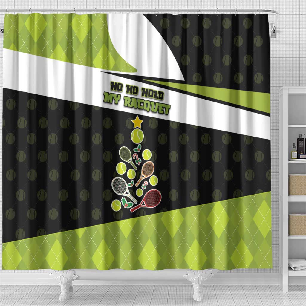 Tennis Christmas Shower Curtain Ho Ho Hold My Racquet - Wonder Print Shop