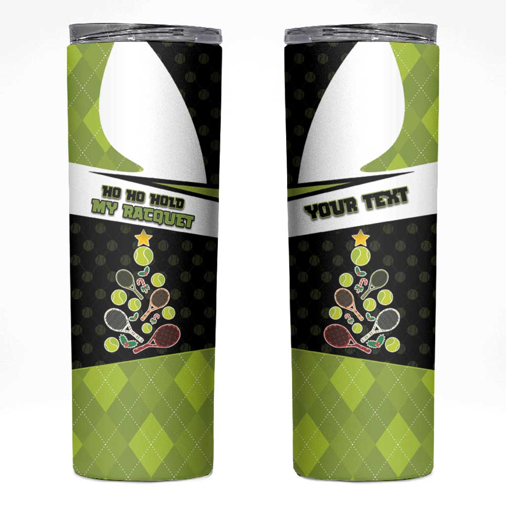 Personalized Tennis Christmas Skinny Tumbler Ho Ho Hold My Racquet - Wonder Print Shop