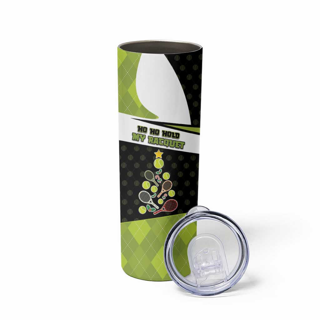 Personalized Tennis Christmas Skinny Tumbler Ho Ho Hold My Racquet - Wonder Print Shop